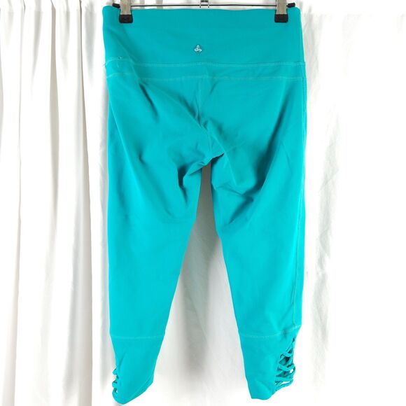 Prana Womens Small 30x20 Teal Stretch Mid-Rise Yoga Capri Legging Pants - Picture 2 of 8